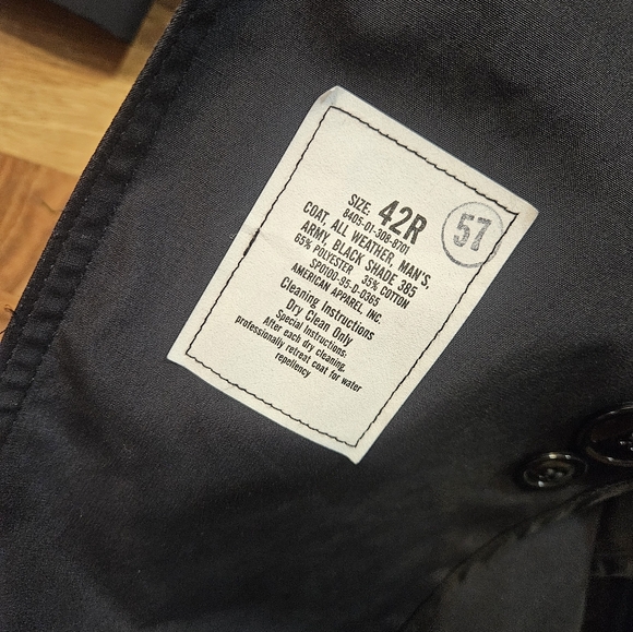 Men’s All Weather Trench Coat 42R Belted Army Black - Picture 3 of 7